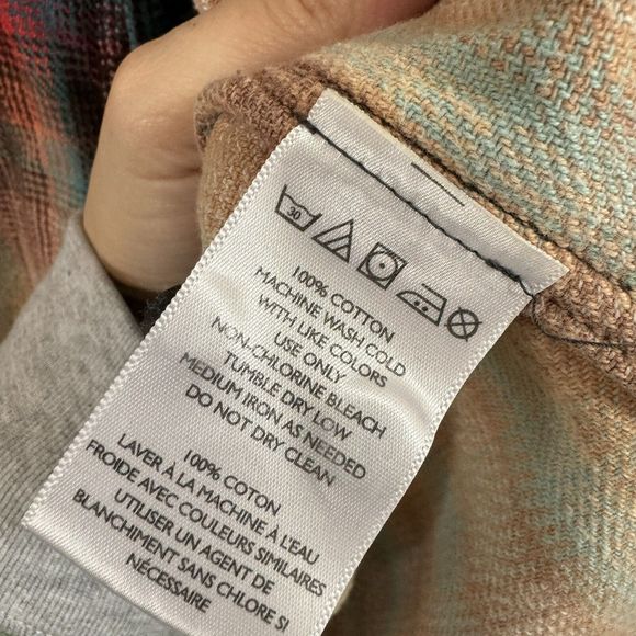 KOTO Dip Bleached Ombre Plaid Flannel Shirt Button Up SIZE Small - Picture 4 of 4